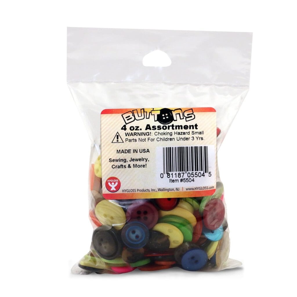Bucket of Buttons Arts & Crafts Hygloss 4 oz Bag 