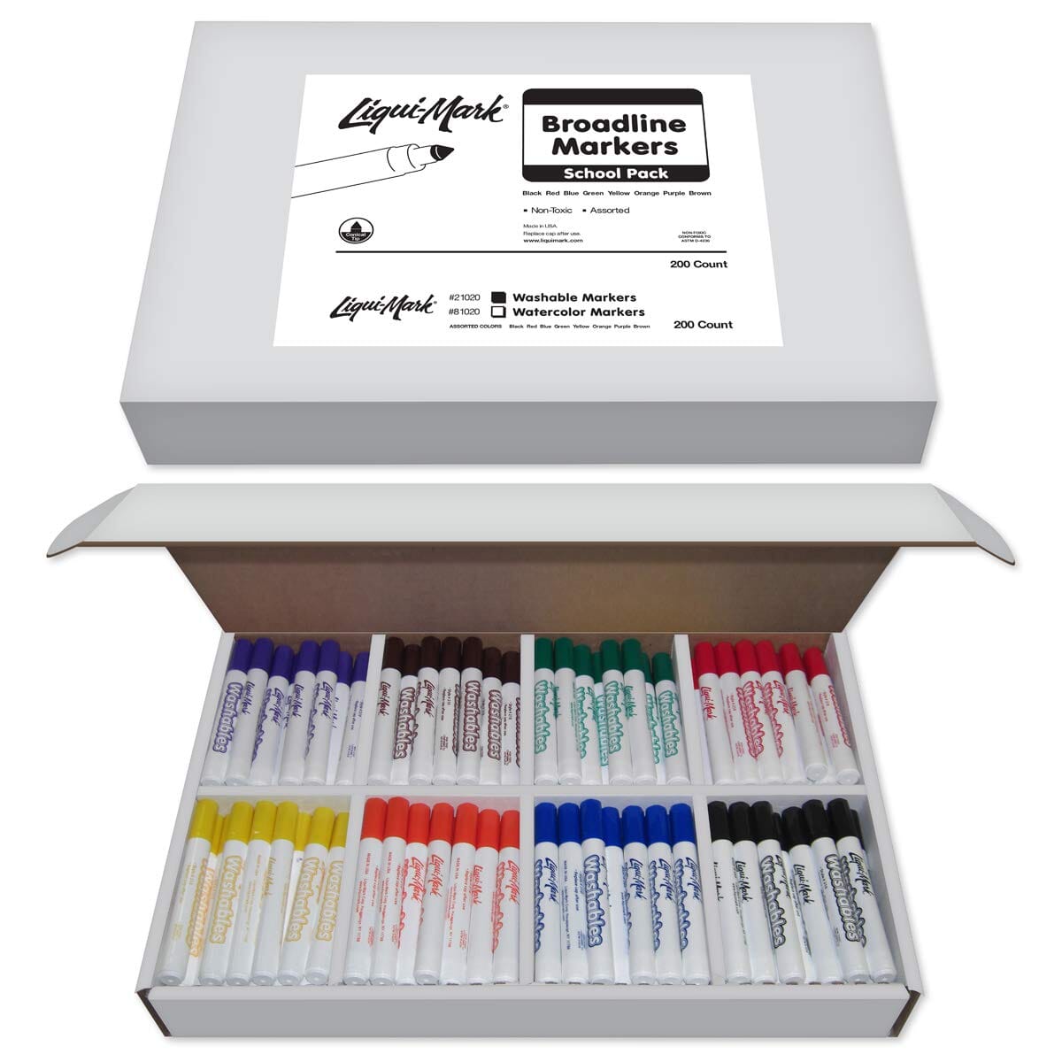 Markers Washable Broadline - Class Pack (200 Box) Drawing & Painting Kits Liqui Mark 