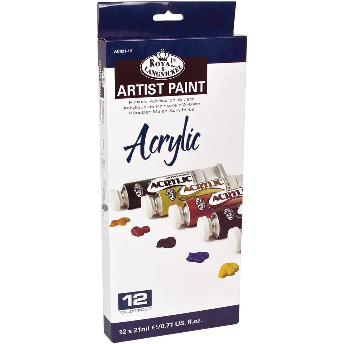 Acrylic Paint (21ml Tube) Drawing & Painting Kits Royal Brush 12 Pack 