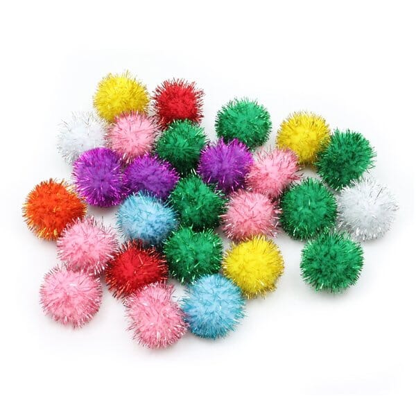 Pom-Poms - 1" - Glitter Assorted Arts & Crafts Charles Leonard 